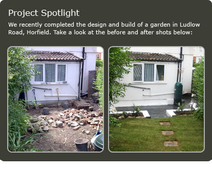 Before and after photos of a recent landscaping project